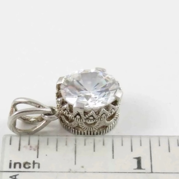 Victorian Sterling Silver Cubic Zirconia Pendant - Picture 9 of 11
